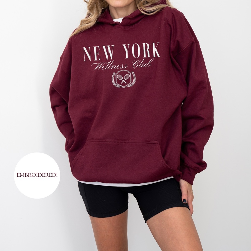 Embroidered New York Wellness Club Gildan Hooded Sweatshirt | New W/O Ta…